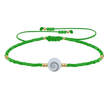 Bracelet Lien Oeil de Sainte Lucie et Petites Perles Brillantes - Vert
