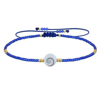 Bracelet Lien Oeil de Sainte Lucie et Petites Perles Brillantes - Bleu