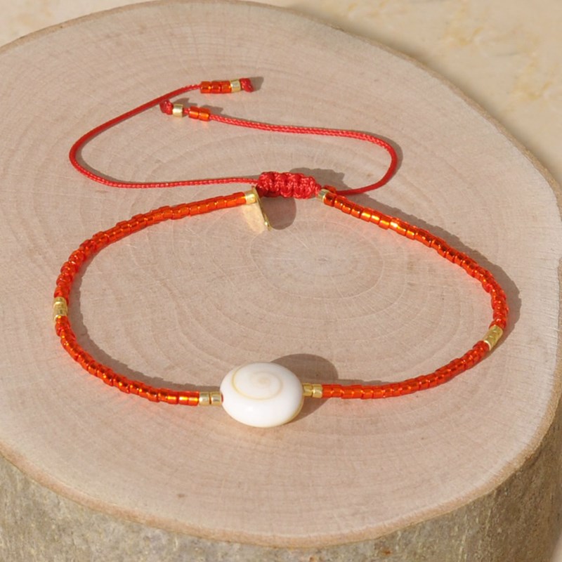 Bracelet Lien Oeil de Sainte Lucie et Petites Perles Brillantes - Rose Fluo - vue 3