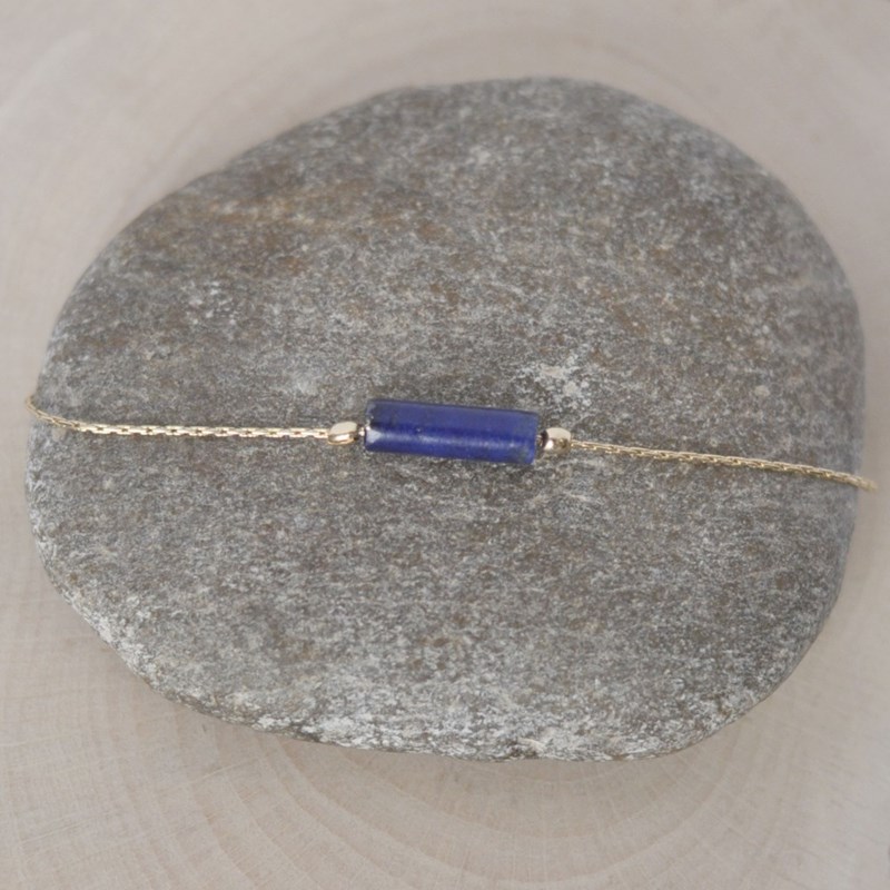 Bracelet Gold Filled Cylindre de Lapis Lazuli - vue 3
