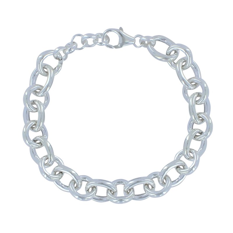 Bracelet Argent 925 Gourmette Mailles Rondes et Ovales