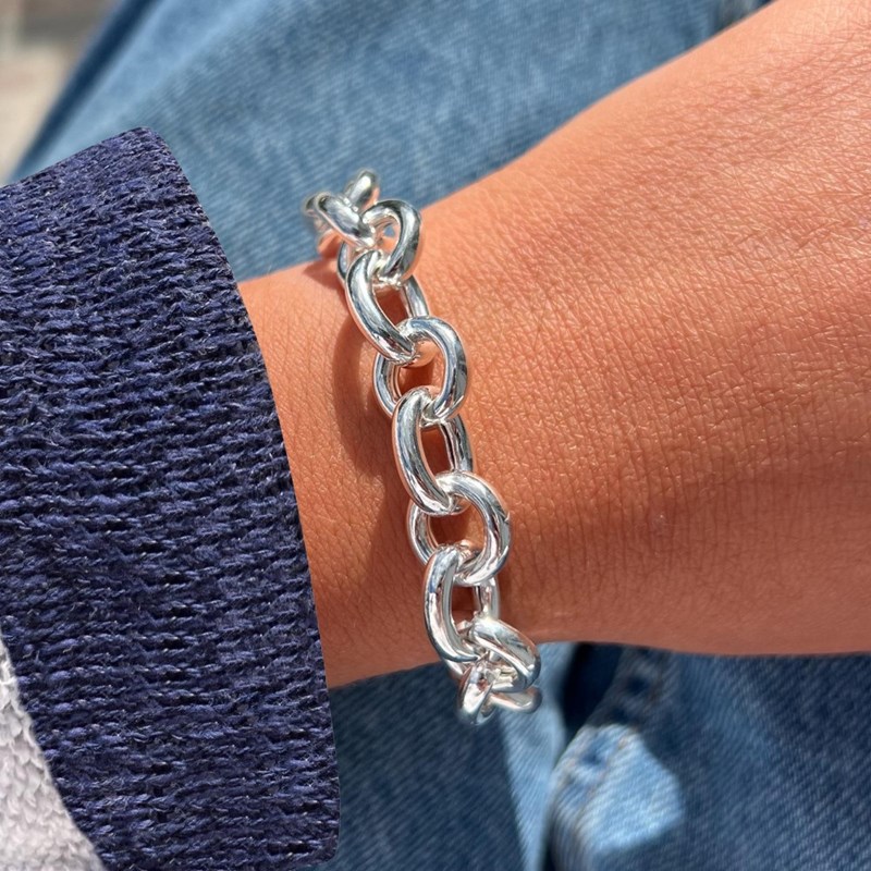 Bracelet Argent 925 Gourmette Mailles Rondes et Ovales - vue 4