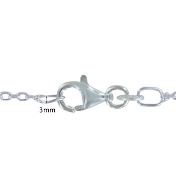 Chaine en Argent Rhodié Maille Forçat 1mm