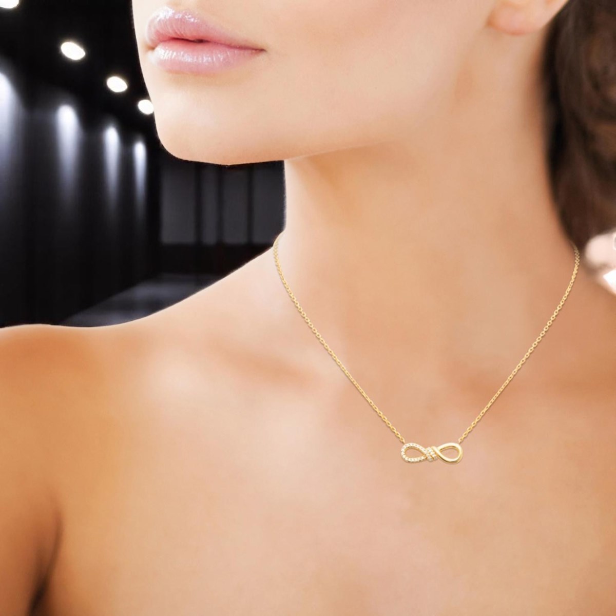 Collier infini oxydes de zirconiums Plaqué OR 750 3 microns - vue 4
