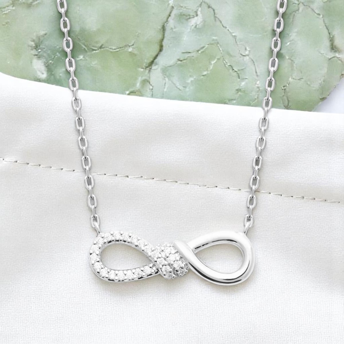 Collier infini oxydes de zirconiums Argent 925 Rhodié - vue 4