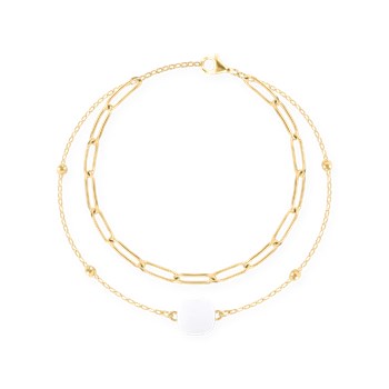 Bracelet en acier plaqué jaune avec résine blanche