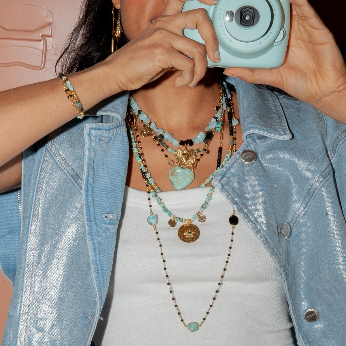 Collier coeur en pierre - BILLIE - vue 2
