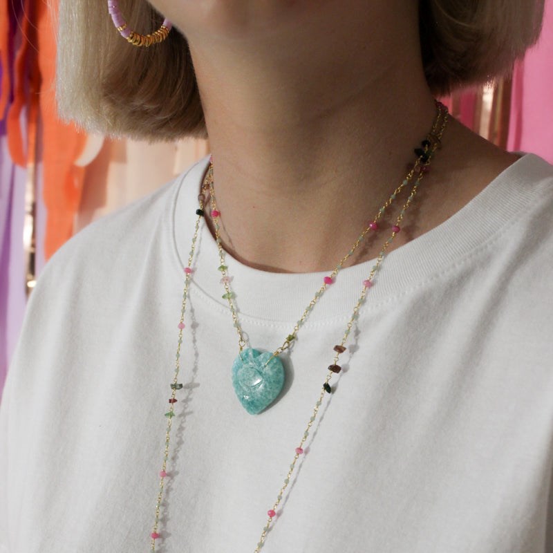 Collier coeur en pierre - FLORA - vue 2