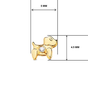 Boucles d'Oreilles Or 18 Carats 750/000 Jaune Motif Chiens