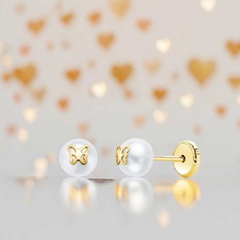 Boucles d'Oreilles Or 18 Carats 750/000 Jaune - Perles de Culture