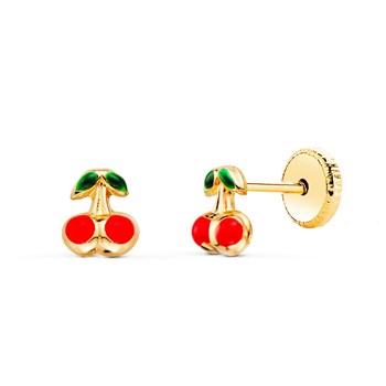 Boucles d'Oreilles Or 18 Carats 750/000 Jaune - Cerises