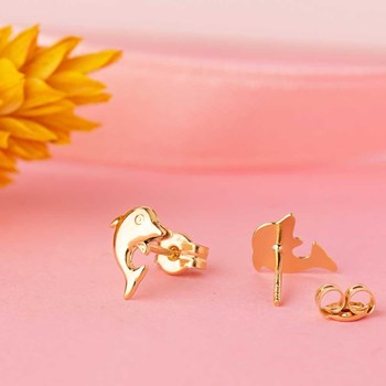 Boucles d'Oreilles Or 18 Carats 750/000 Jaune - Dauphins
