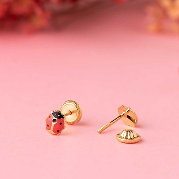 Boucles d'Oreilles Or 18 Carats 750/000 Jaune - Coccinelles