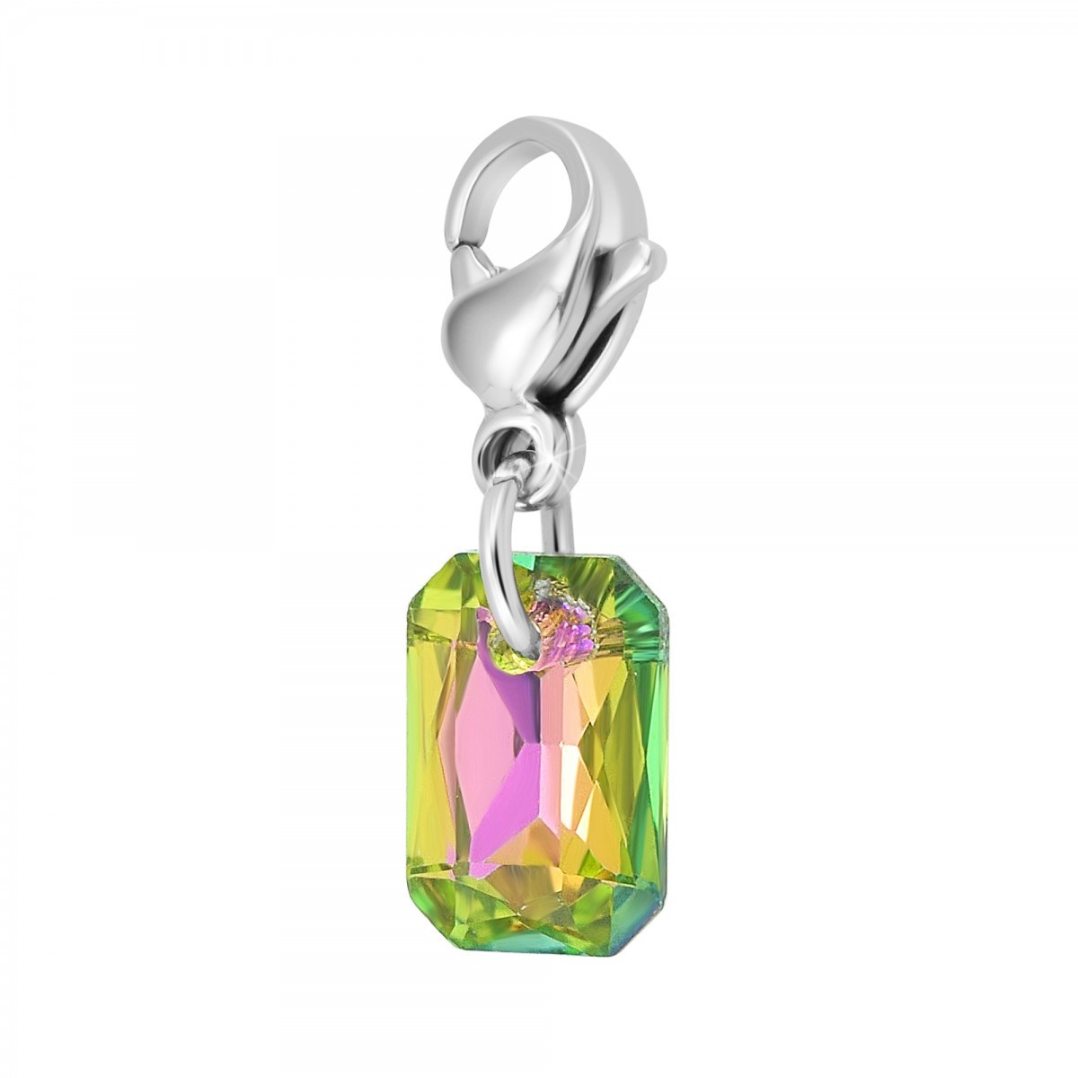 Charm rectangle en acier SC Crystal orné de Cristaux scintillants