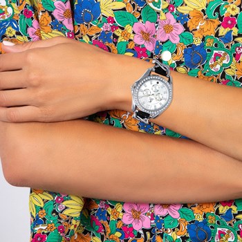 Montre élégante Adèle SC Crystal ornée de 44 cristaux scintillants et d'un véritable diamant