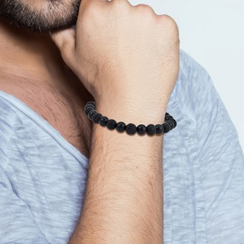 Bracelet homme SC Crystal orné de lave et agate noire