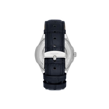 ARTHUR - Montre Homme - Boitier en métal argenté - Bracelet en cuir bleu - Analogique