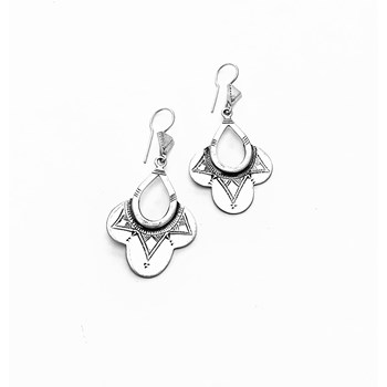 Bijoux Touareg Ethniques Boucles d'Oreilles en Argent Fleur Longue