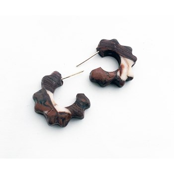 Boucles d'oreilles, créoles marron - Modèle fait main