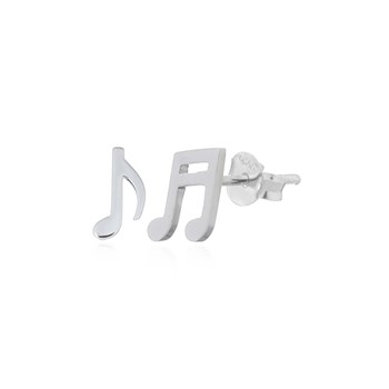 Clou d'oreille en argent forme note de musique