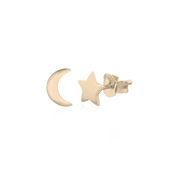 Clou d'oreille plaqué or forme lune et étoile
