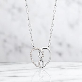 Collier coeur d'infini serti d'oxydes de zirconium Argent 925 Rhodié