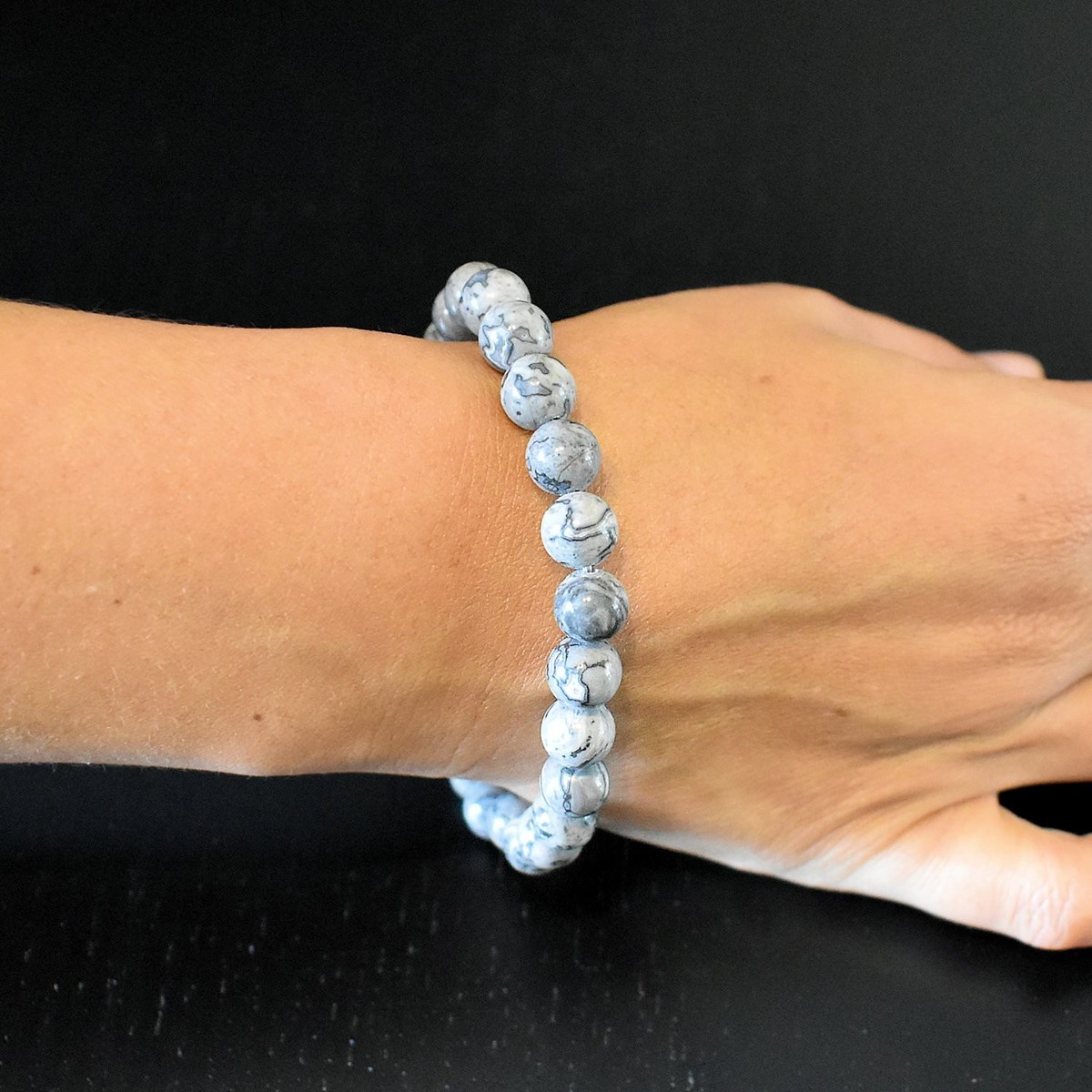 Bracelet en Agate Crazy Lace Grise 18 à 20 cm Stabilité et Protection - vue 2