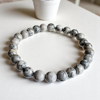 Bracelet en Agate Crazy Lace Grise 18 à 20 cm Stabilité et Protection