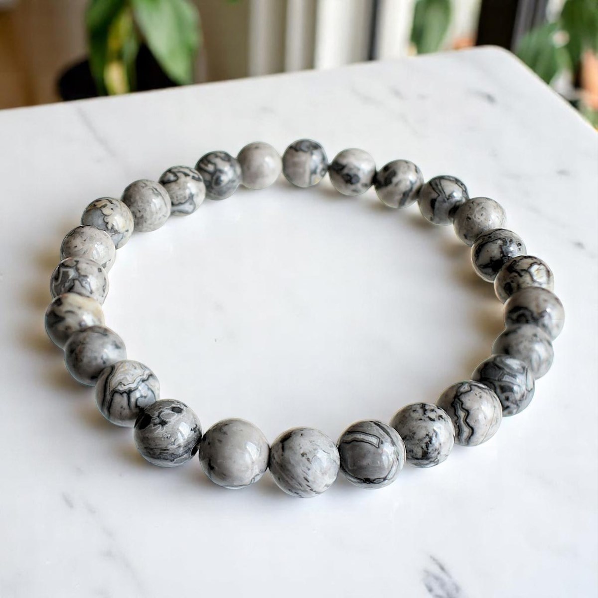 Bracelet en Agate Crazy Lace Grise 18 à 20 cm Stabilité et Protection - vue 4