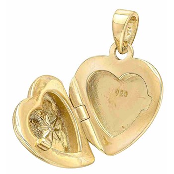 925 silver gold-plated zirconium heart pendant necklace
