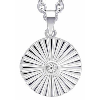925 silver zirconium circle photo pendant necklace