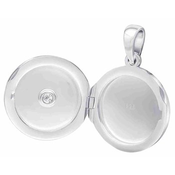 925 silver zirconium circle photo pendant necklace