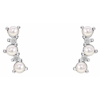 925 silver pearl and zirconium earring
