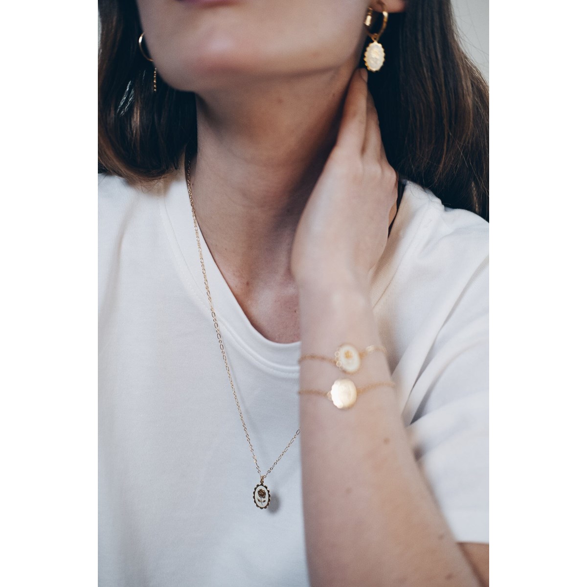 collier fleur plaqué argent - THÉMIS - vue 3