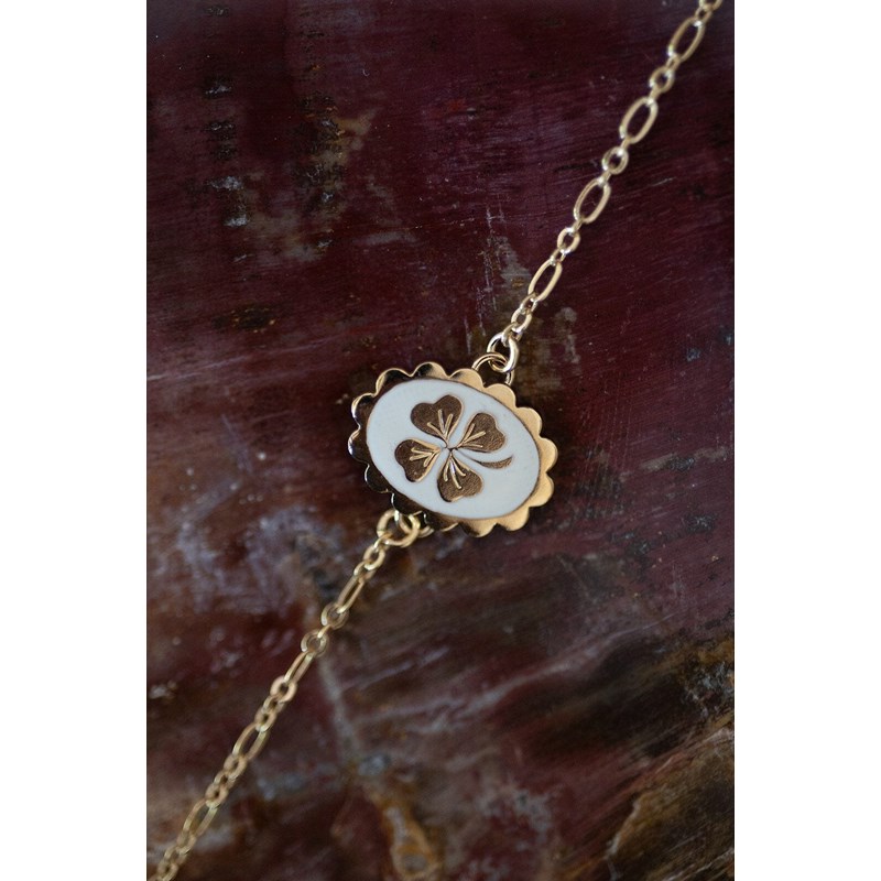 bracelet trèfle émaillé doré à l'or fin - THÉMIS - vue 3