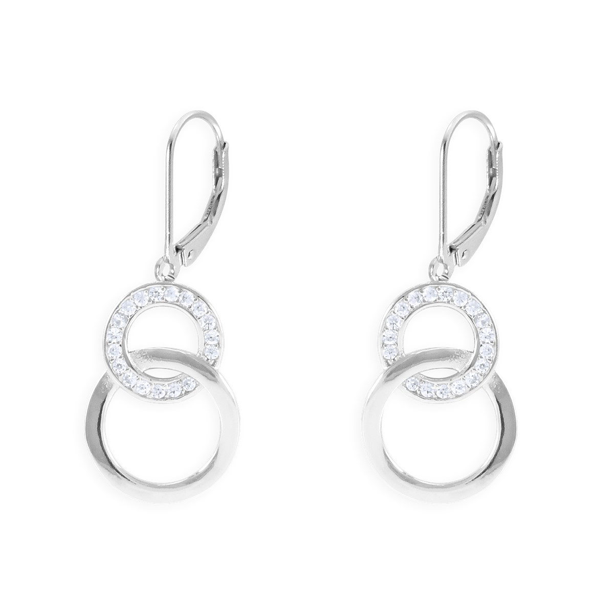 Boucles d'oreilles en argent 925 rhodié avec oxydes de zirconium