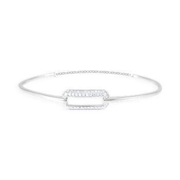 Bracelet jonc en argent 925 rhodié avec oxydes de zirconium