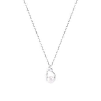 Collier en argent 925 rhodié avec perle et oxyde de zirconium