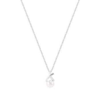 Collier en argent 925 rhodié avec perle et oxydes de zirconium