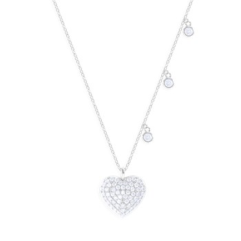Collier coeur en argent 925 rhodié avec oxydes de zirconium