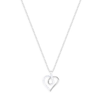 Collier coeur en argent 925 rhodié avec oxydes de zirconium
