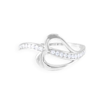 Ring in gerhodineerd 925 zilver met zirkoonoxiden