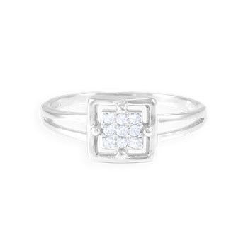 Ring in gerhodineerd 925 zilver met zirkoonoxiden