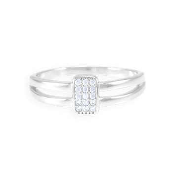 Ring in gerhodineerd 925 zilver met zirkoonoxiden