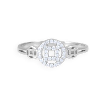 Ring in gerhodineerd 925 zilver met zirkoonoxiden