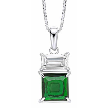 White and green zirconium necklace in 925 sterling silver