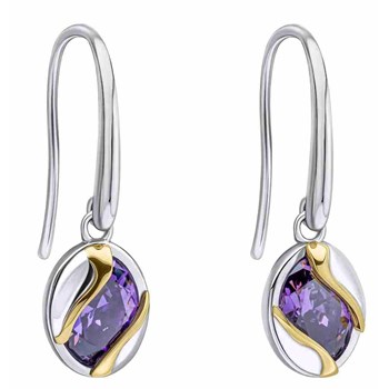 Gold-plated amethyst earring in 925 sterling silver