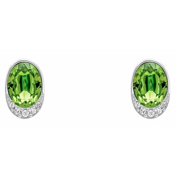 Peridot color crystal earring in 925 sterling silver