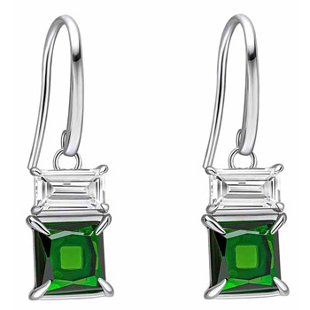 925 silver green and white zirconium earring