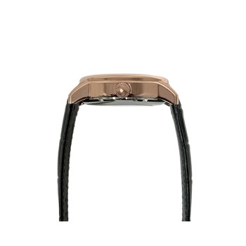 Montre homme - Bracelet cuir véritable noir - Mouvement automatique